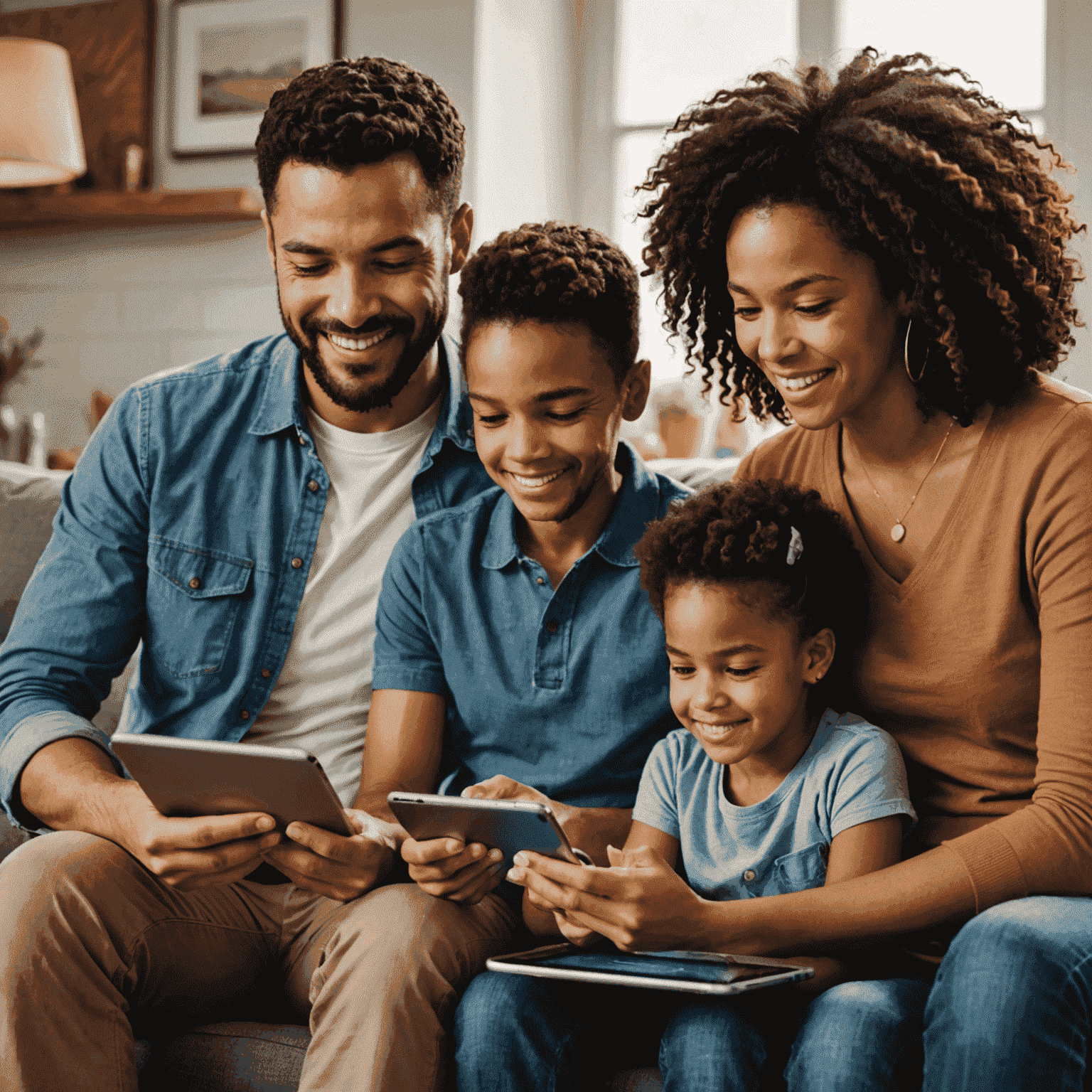A family using multiple devices connected to AT&T's network, showcasing the benefits of the new Unlimited Elite plan