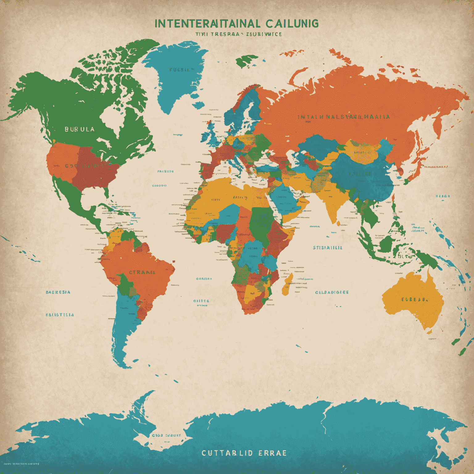 A colorful world map highlighting the countries covered by our international calling service