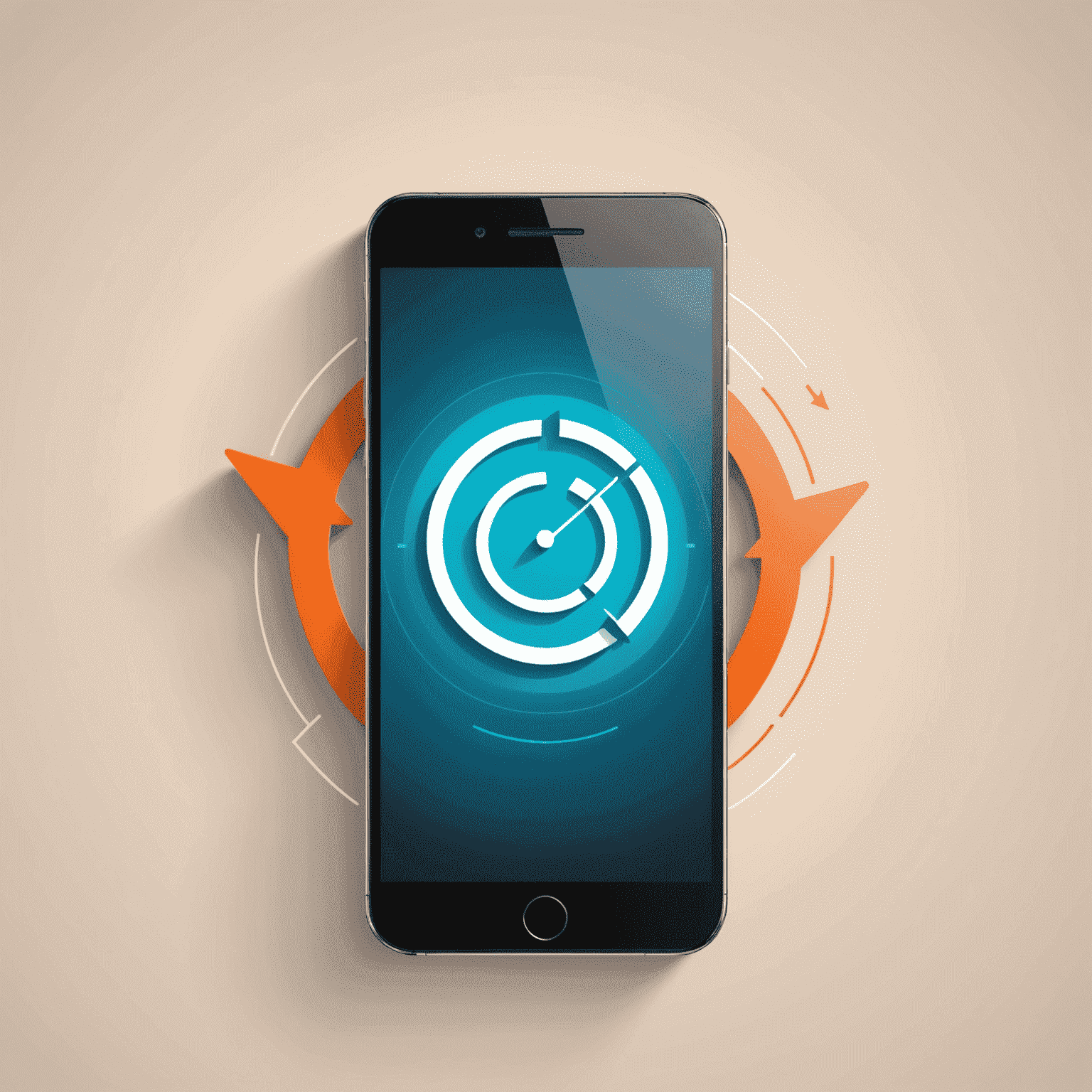 Illustration of a smartphone with a circular arrow, indicating automatic recharge process